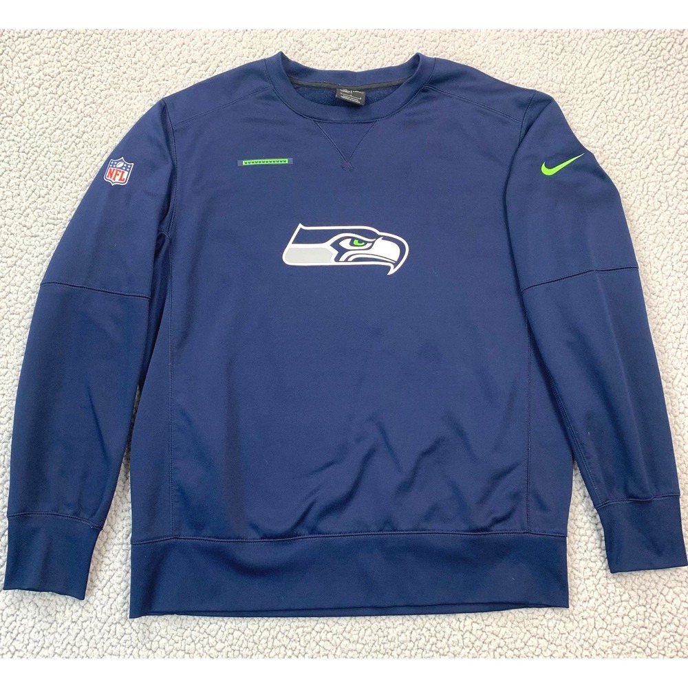 Nike Seattle Seahawks Mens Large Navy Dri-FIT On Field Pullover Sweatshirt NFL